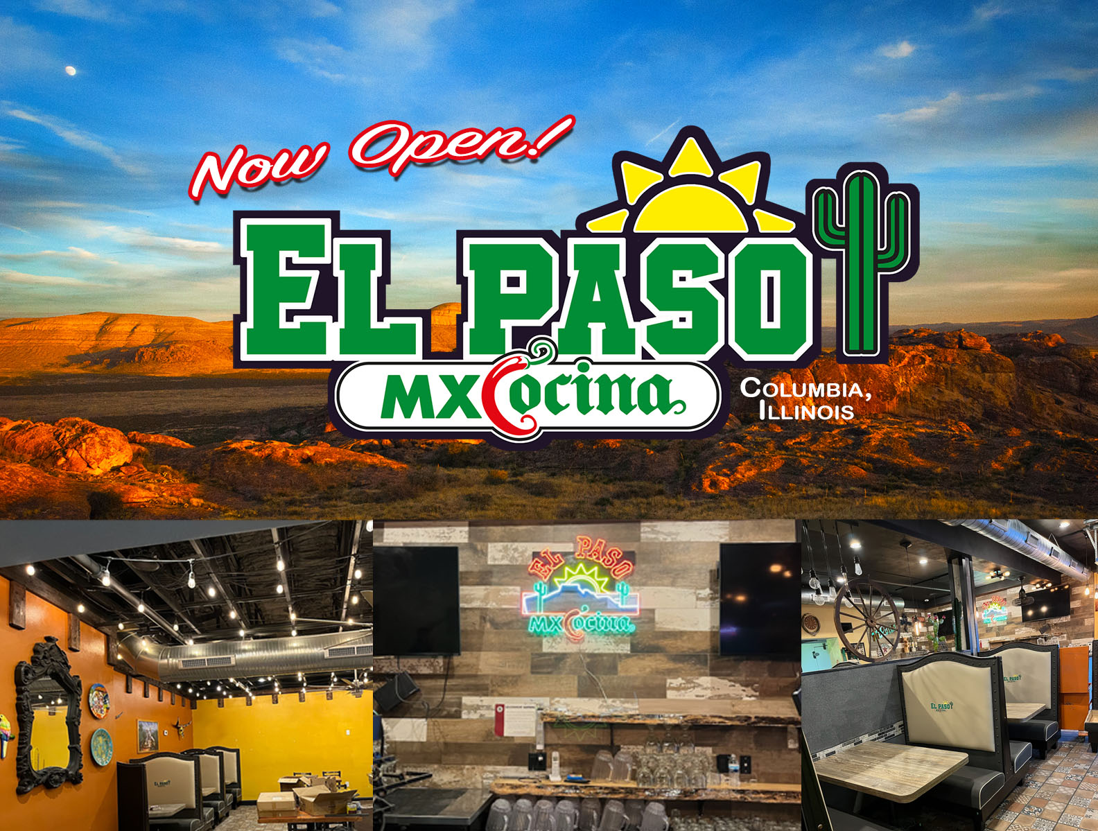 El Paso MX Cocina Columbia logo and sky background